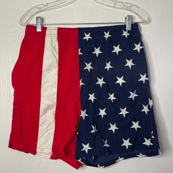 Merona Shorts Mens Large Swimming Trunks USA Flag Printed M size - Picture 2 of 3